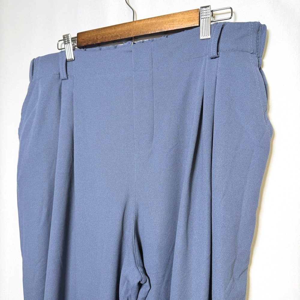 Halara Flex High Waisted Pocket Wide Leg Waffle Work Pants Blue Grisaille 1X NWT